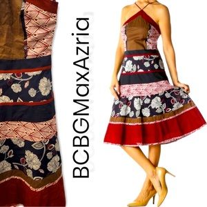 BCBG Maxazria light weight cotton halter dress Sz 4